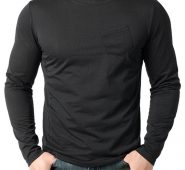 Ericdress Plain Pocket Round Neck Loose Mens T-shirt