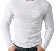 Ericdress Plain Pocket Round Neck Loose Mens T-shirt