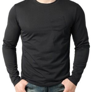 Ericdress Plain Pocket Round Neck Loose Mens T-shirt