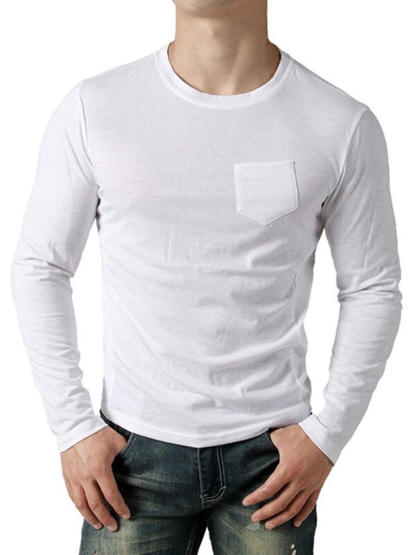 Ericdress Plain Pocket Round Neck Loose Mens T-shirt