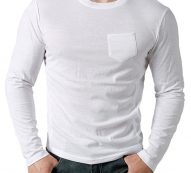 Ericdress Plain Pocket Round Neck Loose Mens T-shirt