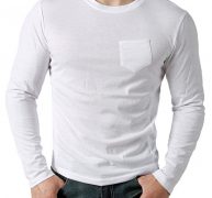Ericdress Plain Pocket Round Neck Loose Mens T-shirt