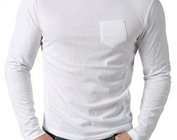 Ericdress Plain Pocket Round Neck Loose Mens T-shirt