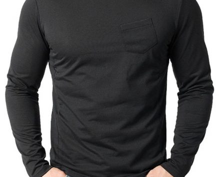 Ericdress Plain Pocket Round Neck Loose Mens T-shirt