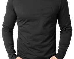 Ericdress Plain Pocket Round Neck Loose Mens T-shirt