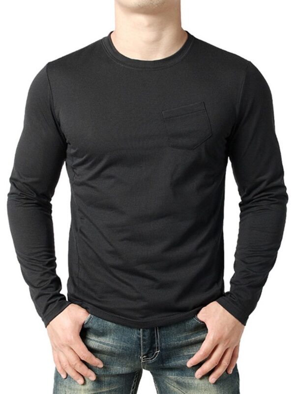 Ericdress Plain Pocket Round Neck Loose Mens T-shirt