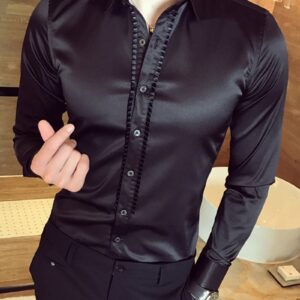 Ericdress Plain Smooth Anti Wrinkle Unique Slim Men's Shirt