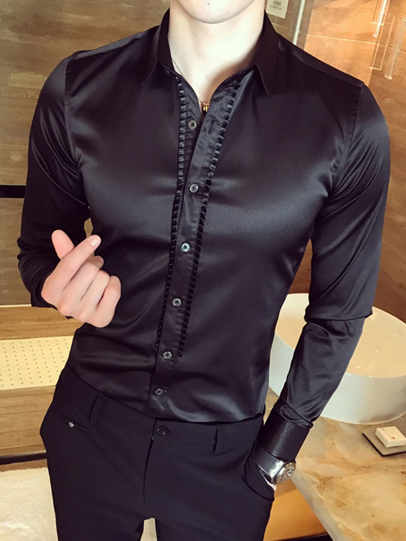 Ericdress Plain Smooth Anti Wrinkle Unique Slim Men's Shirt