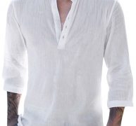 Ericdress Plain Stand Collar Simple Loose Men’s Shirt