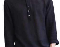 Ericdress Plain Stand Collar Simple Loose Men’s Shirt