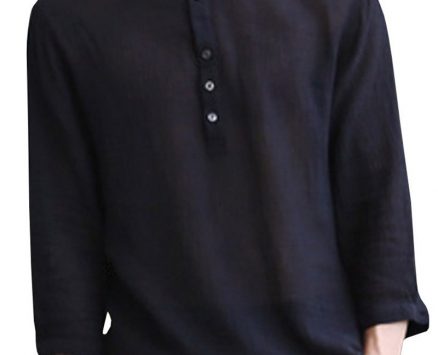 Ericdress Plain Stand Collar Simple Loose Men’s Shirt