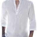 Ericdress Plain Stand Collar Simple Loose Men’s Shirt