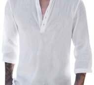 Ericdress Plain Stand Collar Simple Loose Men’s Shirt