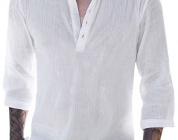 Ericdress Plain Stand Collar Simple Loose Men’s Shirt