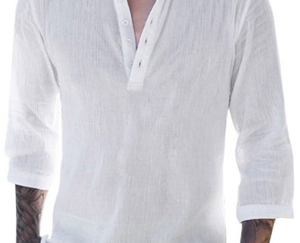 Ericdress Plain Stand Collar Simple Loose Men’s Shirt