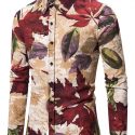 Ericdress Plant Lapel Print Fall Single-Breasted Men’s Shirt