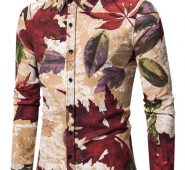Ericdress Plant Lapel Print Fall Single-Breasted Men’s Shirt