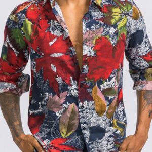 Ericdress Plant Lapel Print Fall Single-Breasted Men's Shirt