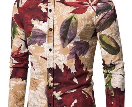 Ericdress Plant Lapel Print Fall Single-Breasted Men’s Shirt