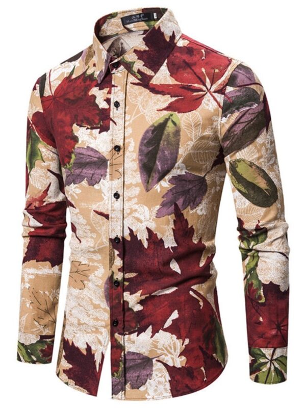 Ericdress Plant Lapel Print Fall Single-Breasted Men's Shirt