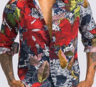 Ericdress Plant Lapel Print Fall Single-Breasted Men’s Shirt