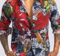 Ericdress Plant Lapel Print Fall Single-Breasted Men’s Shirt