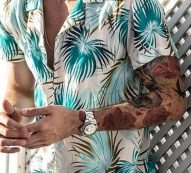 Ericdress Plant Print Casual Single-Breasted Men’s Shirt