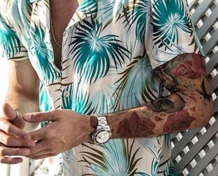 Ericdress Plant Print Casual Single-Breasted Men’s Shirt