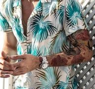 Ericdress Plant Print Casual Single-Breasted Men’s Shirt