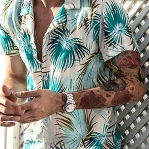 Ericdress Plant Print Casual Single-Breasted Men's Shirt