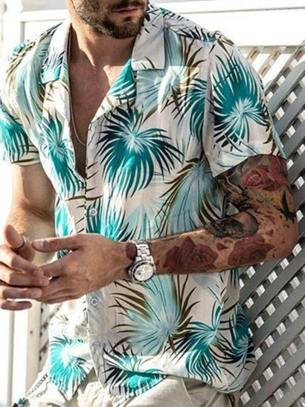 Ericdress Plant Print Casual Single-Breasted Men's Shirt