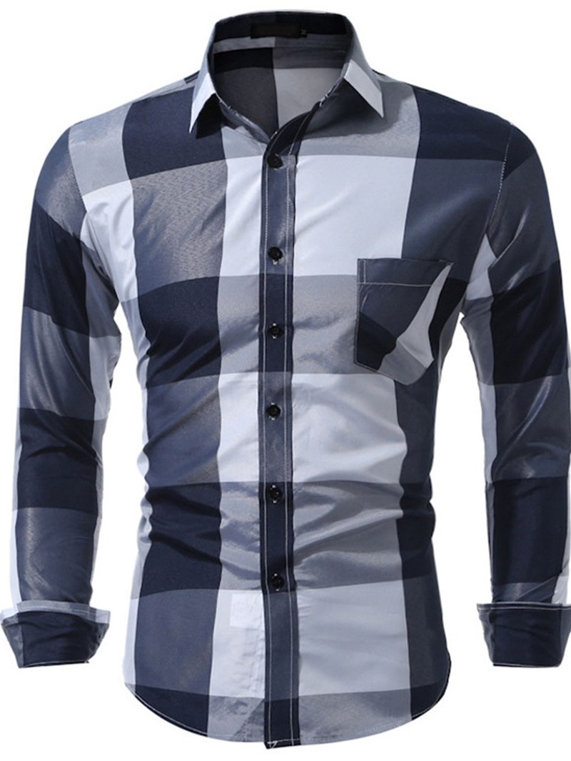 Ericdress Pocket Casual Plaid Single-Breasted Fall Men's Shirt