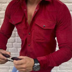 Ericdress Pocket Lapel Plain Single-Breasted Men's Shirt