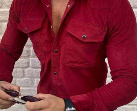 Ericdress Pocket Lapel Plain Single-Breasted Men’s Shirt