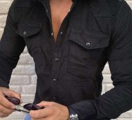 Ericdress Pocket Lapel Plain Single-Breasted Men’s Shirt