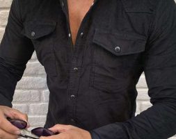 Ericdress Pocket Lapel Plain Single-Breasted Men’s Shirt