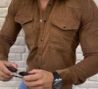 Ericdress Pocket Lapel Plain Single-Breasted Men’s Shirt