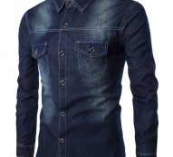 Ericdress Pocket Patched Denim Men’s Shirt