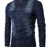 Ericdress Pocket Patched Denim Men’s Shirt