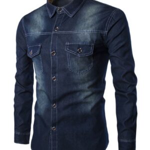 Ericdress Pocket Patched Denim Men's Shirt