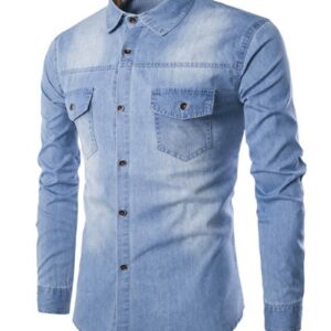 Ericdress Pocket Patched Denim Men's Shirt