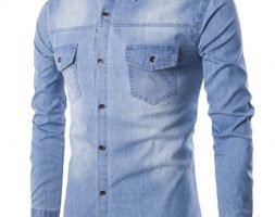 Ericdress Pocket Patched Denim Men’s Shirt