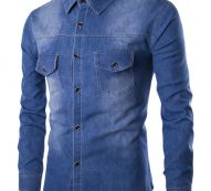 Ericdress Pocket Patched Denim Men’s Shirt