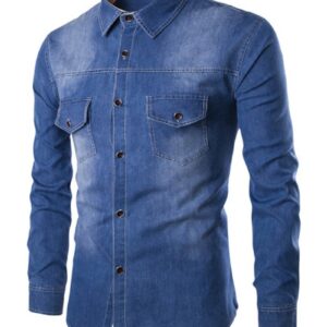 Ericdress Pocket Patched Denim Men's Shirt