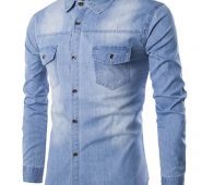 Ericdress Pocket Patched Denim Men’s Shirt