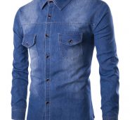 Ericdress Pocket Patched Denim Men’s Shirt