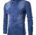 Ericdress Pocket Patched Denim Men’s Shirt