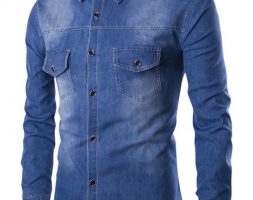 Ericdress Pocket Patched Denim Men’s Shirt