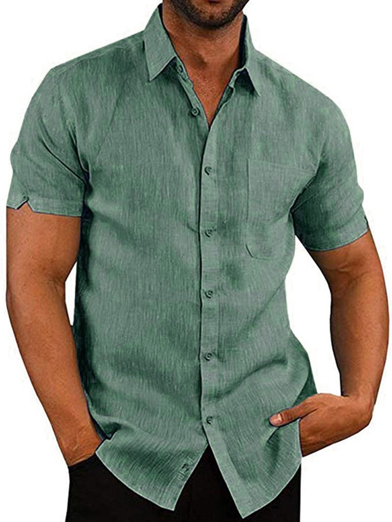 Ericdress Pocket Plain Lapel Single-Breasted Men's Shirt