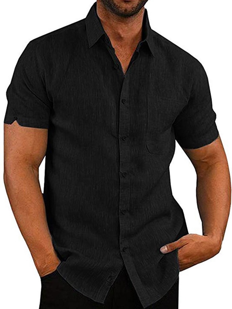 Ericdress Pocket Plain Lapel Single-Breasted Men's Shirt